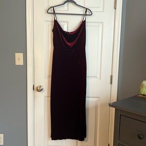 Red Wine Velvet Dress, Long